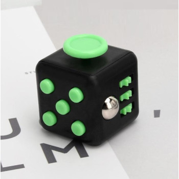 Кубик антистрес Fidget Cube 14555 3.5х3.5х4 см чорний із салатовим