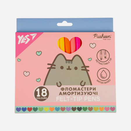 Набір фломастерів, що амортизують YES Pusheen 650583 18 кольорів