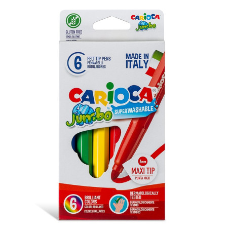 Фломастери для малювання Carioca Jumbo 40568 6 кольорів Фломастери для малювання Carioca Jumbo 40568 6 кольорів