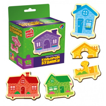 Пазли магнітні Vladi Toys Кольорові будинки VT1733-03 12 деталей