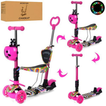 Самокат I-Trike 5в1 Maxi JR3-058-I-WP18 65-75 см рожевий