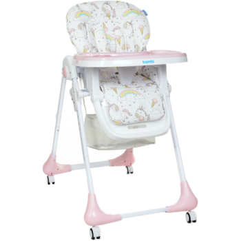 Стільчик для годування Bambi M-3233-Unicorn-Pink білий