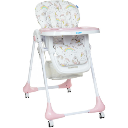 Стільчик для годування Bambi M-3233-Unicorn-Pink білий