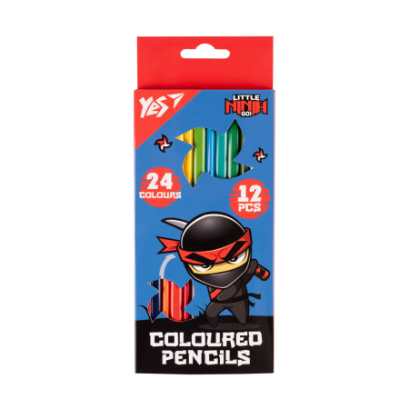 Набір кольорових олівців YES Ninja 290749 24 кольори 12 шт