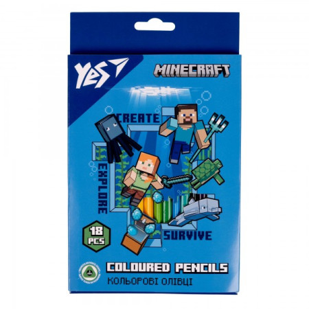 Набір кольорових олівців Yes Minecraft 290715 18 кольорів Набір кольорових олівців Yes Minecraft 290715 18 кольорів