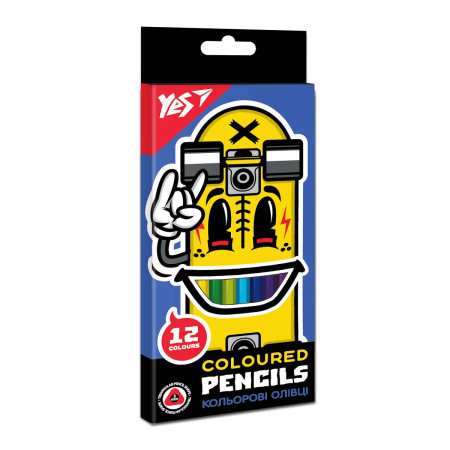 Набір кольорових олівців YES Skate boom 290662 12 кольорів