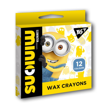 Набір кольорових воскових олівців YES Minions 590140 12 кольорів Набір кольорових воскових олівців YES Minions 590140 12 кольорів