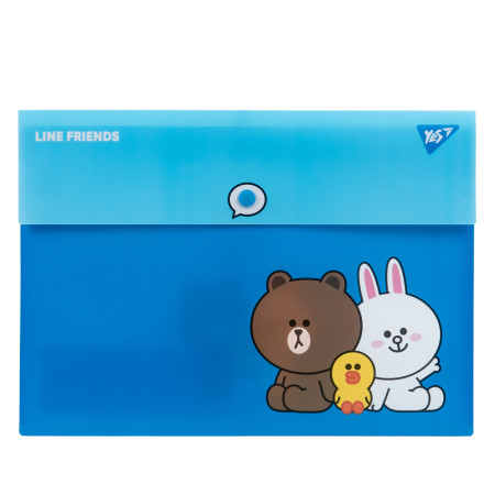 Папка-конверт А4 YES Line Friends 492080 24х34 см блакитна
