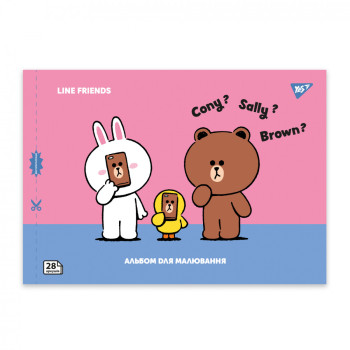 Альбом для малювання скоба з перфорацією А4 YES Line Friends 130605 28 аркушів