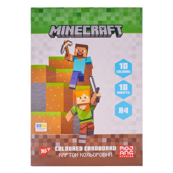 Картон кольоровий односторонній А4 YES Minecraft 955455 10 аркушів