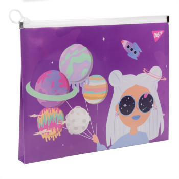 Папка-конверт на блискавці A4 YES Space Girl 492028 24х32х2.5 см