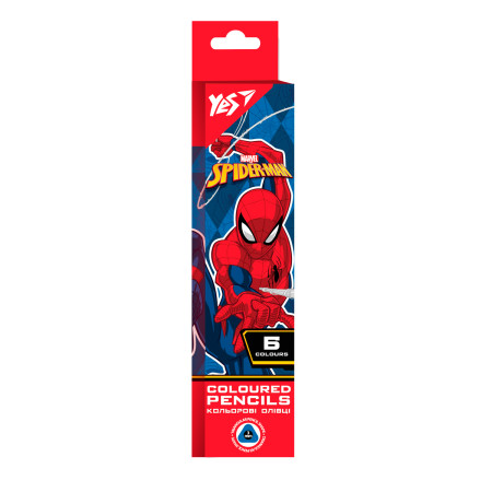 Набір кольорових олівців YES Marvel Spiderman 290700 6 кольорів Набір кольорових олівців YES Marvel Spiderman 290700 6 кольорів