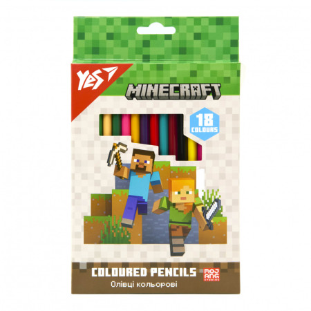 Набір кольорових олівців YES Minecraft 290765 18 кольорів Набір кольорових олівців YES Minecraft 290765 18 кольорів