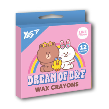 Набір кольорових воскових олівців YES Line Friends 590141 12 кольорів