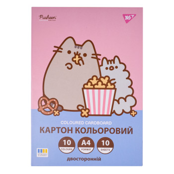 Картон кольоровий двосторонній А4 YES Pusheen 955464 10 аркушів
