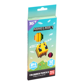 Набір кольорових олівців YES Minecraft Spring 290775 24 кольори 12 шт