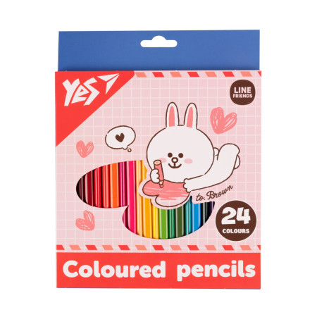 Набір кольорових олівців YES Line Friends Cony 290742 24 кольори Набір кольорових олівців YES Line Friends Cony 290742 24 кольори