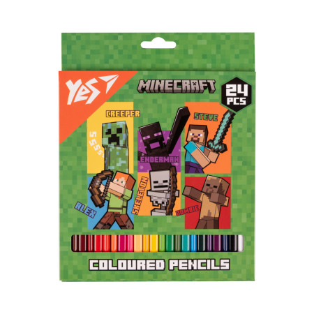 Набір кольорових олівців YES Minecraft Heroes 290740 24 кольори Набір кольорових олівців YES Minecraft Heroes 290740 24 кольори