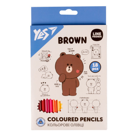 Набір кольорових олівців YES Line Friends 290712 18 кольорів Набір кольорових олівців YES Line Friends 290712 18 кольорів