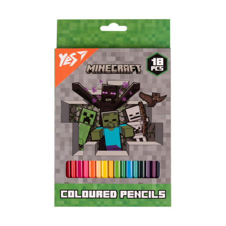 Набір кольорових олівців YES Minecraft Heroes 290732 18 кольорів Набір кольорових олівців YES Minecraft Heroes 290732 18 кольорів