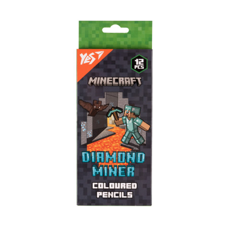 Набір кольорових олівців YES Minecraft Diamond Miner 290720 12 кольорів Набір кольорових олівців YES Minecraft Diamond Miner 290720 12 кольорів
