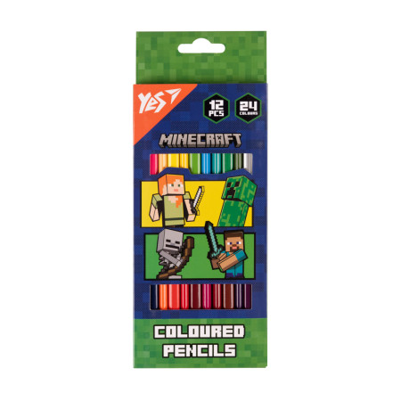 Набір кольорових олівців YES Minecraft Heroes 290744 24 кольори 12 шт Набір кольорових олівців YES Minecraft Heroes 290744 24 кольори 12 шт