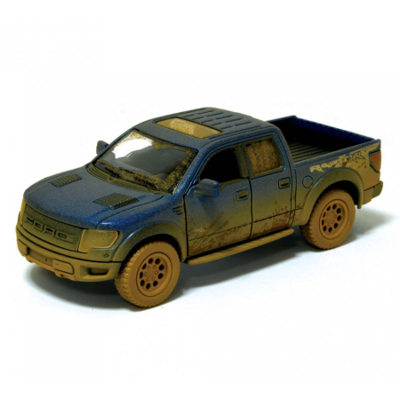 Дитяча модель машинки пікап Ford F-150 SVT Raptor-Supercrew Muddy Kinsmart KT5365WY інерційна, 1:46 Дитяча модель машинки пікап Ford F-150 SVT Raptor-Supercrew Muddy Kinsmart KT5365WY інерційна, 1:46