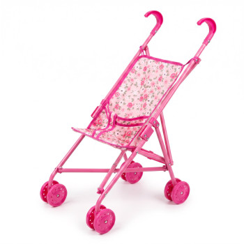 Коляска для ляльок Рожева квіточка 9302 W-22 тростинка