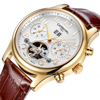 Чоловічий механічний годинник Carnival Swiss Brown