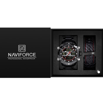 Чоловічий спортивний тактичний годинник Naviforce Set Present подарунковий набір, 2 ремінці