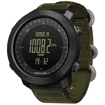 Чоловічий водостійкий спортивний тактичний з компасом годинник North Edge Apache Green 5BAR