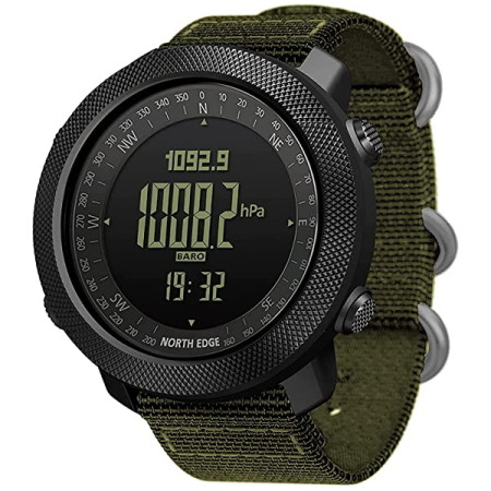 Чоловічий водостійкий спортивний тактичний з компасом годинник North Edge Apache Green 5BAR