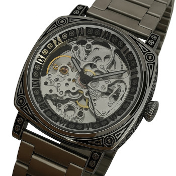 Чоловічий механічний годинник WishDoIt Baron Steel, 2 ремінці