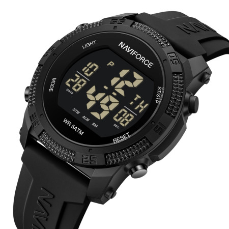 Чоловічий водостійкий спортивний тактичний годинник Naviforce Europe Black