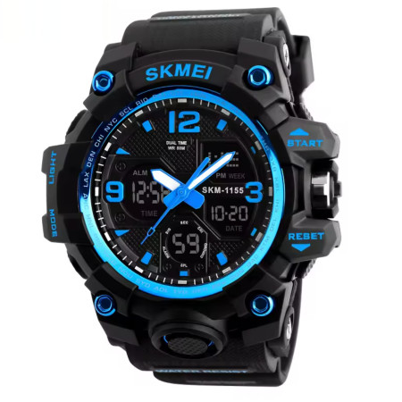 Чоловічий водостійкий спортивний тактичний годинник Skmei Hamlet Blue 1155B
