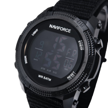 Чоловічий водостійкий спортивний тактичний годинник Naviforce Europe Armor Black, 2 ремінці